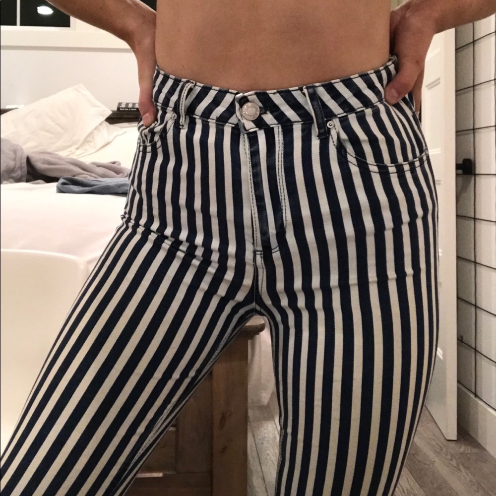 Stradivarius skinny striped denim